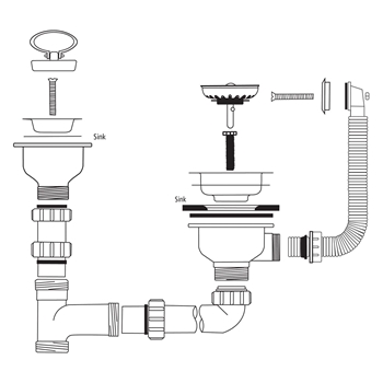 Caple Stainless Steel Waste and Bowl Connection Kit - Alternative Style