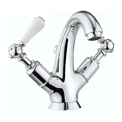 Crosswater Belgravia Twin Lever High Neck Mono Basin Mixer with Pop Up Waste