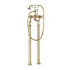Crosswater Belgravia Crosshead Floor Standing Bath Shower Mixer with Handset Kit - Unlacquered Brass