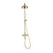 Crosswater Belgravia Exposed Thermostatic Shower Valve with Fixed Shower Head, Shower Handset and Riser - Unlacquered Brass