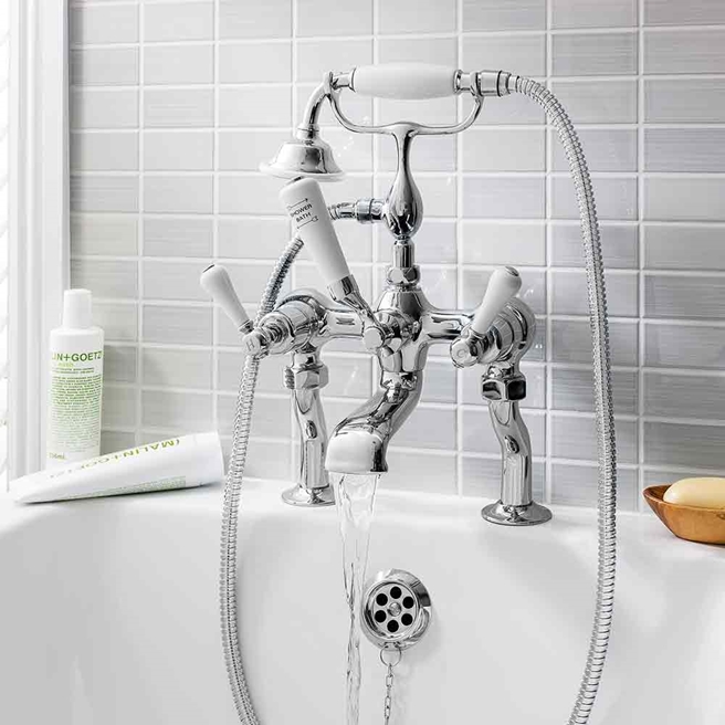 Crosswater Belgravia Lever Deck Mounted Bath Shower Mixer with Handset Kit