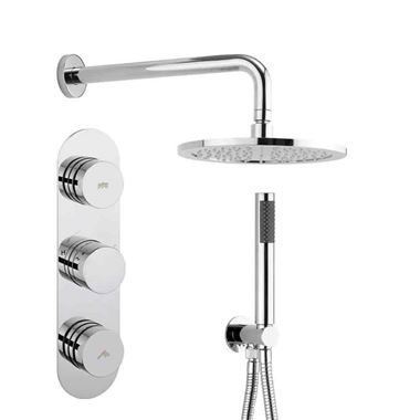 Crosswater Dial Central 2 Control Shower Valve with Single Mode Handset, Fixed Head & Arm