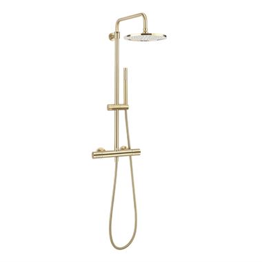 Crosswater Central Thermostatic Exposed Shower Kit With Height Adjustable Rigid Riser - Brushed Brass