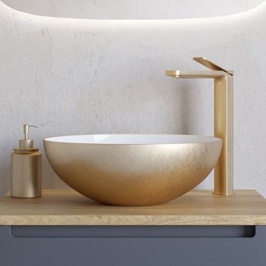 Crosswater Circus Brushed Brass Effect 400mm Round Countertop Basin