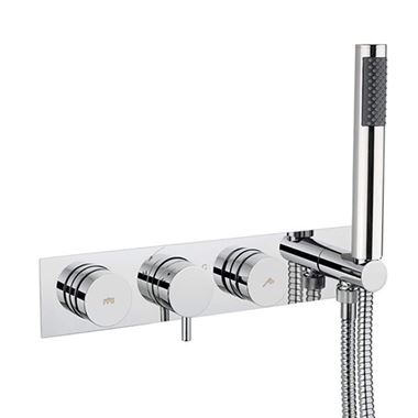 Crosswater Dial Kai Lever 2 Outlet Concealed Thermostatic Shower Valve with Single Mode Handset