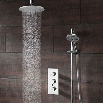 Crosswater Dial Kai Lever Triple Control Shower Valve with Overhead Shower & Rail Kit