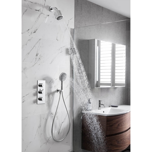 Crosswater Dial Kai Lever 2 Outlet Concealed Shower Valve with Fixed Shower Head and Shower Handset
