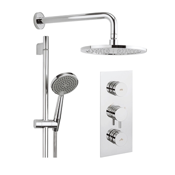 Crosswater Dial Kai Lever Triple Control Shower Valve with Overhead Shower & Rail Kit