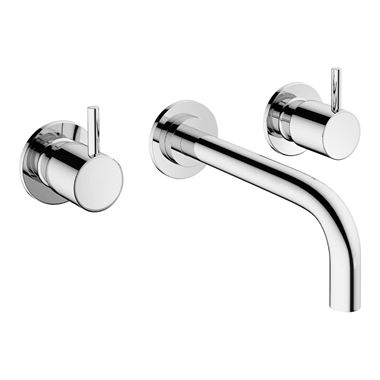 Crosswater MPRO Wall Mounted Basin Mixer with Twin Levers & Spout - Chrome