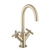 Crosswater MPRO Mono Basin Mixer Tap with Crosshead Handles - Brushed Brass
