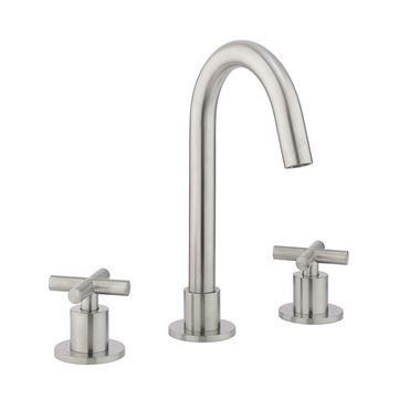 Crosswater MPRO 3 Hole Basin Mixer Tap with Crosshead Handles - Brushed Stainless Steel Effect