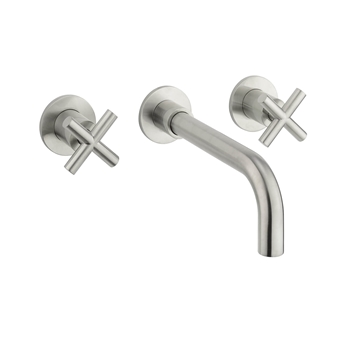 Crosswater MPRO 3 Hole Wall Mounted Basin Mixer Tap with Crosshead Handles