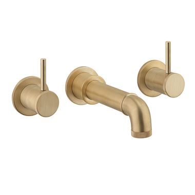 Crosswater MPRO 3 Hole Wall Mounted Bath Spout Tap - Unlacquered Brushed Brass