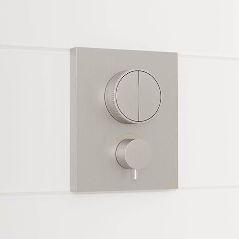 Crosswater MPRO Push 2 Outlet Concealed Valve with Crossbox Technology - Brushed Stainless Steel Effect