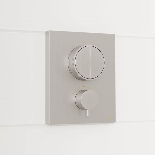 Crosswater MPRO Push 2 Outlet Concealed Valve with Crossbox Technology - Brushed Stainless Steel Effect