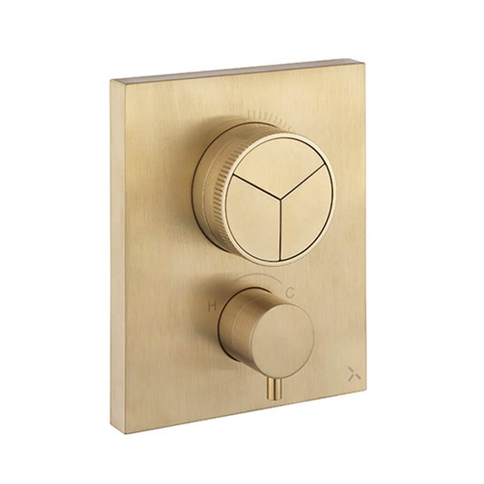 Crosswater MPRO Push 3 Outlet Concealed Valve with Crossbox Technology - Brushed Brass