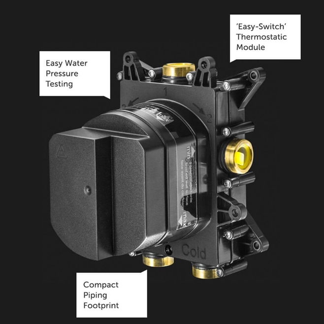 Crosswater MPRO Thermostatic 3 Outlet Shower Valve - Crossbox Technology - Matt Black