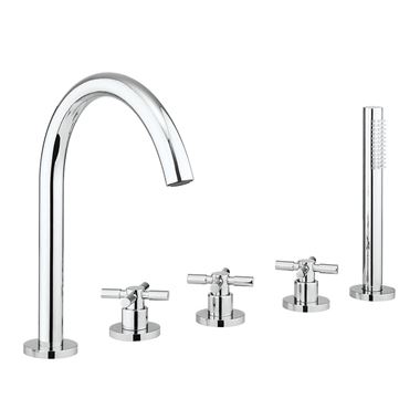 Crosswater Totti II 5 Hole Deck Mounted Bath Filler Tap with Shower Handset