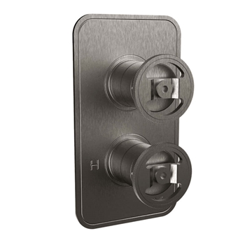 Crosswater Union 2 Outlet Concealed Thermostatic Shower Valve with Wheels - Brushed Black Chrome