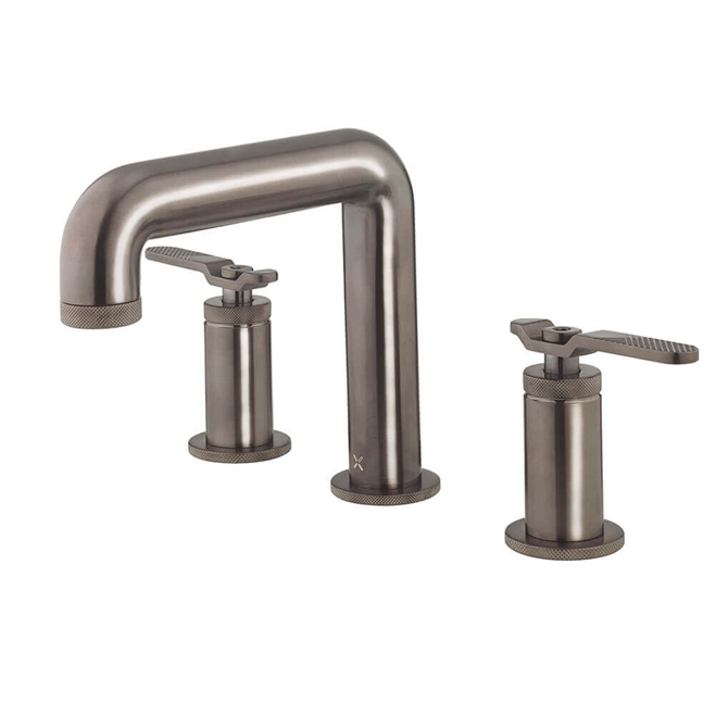 Crosswater Union 3 Hole Basin Mixer Tap with Lever - Brushed Black Chrome