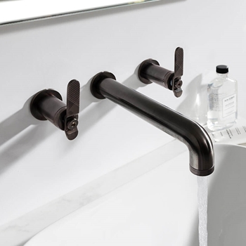 Crosswater Union 3 Hole Wall Mounted Basin Mixer Tap with Levers - Brushed Black Chrome