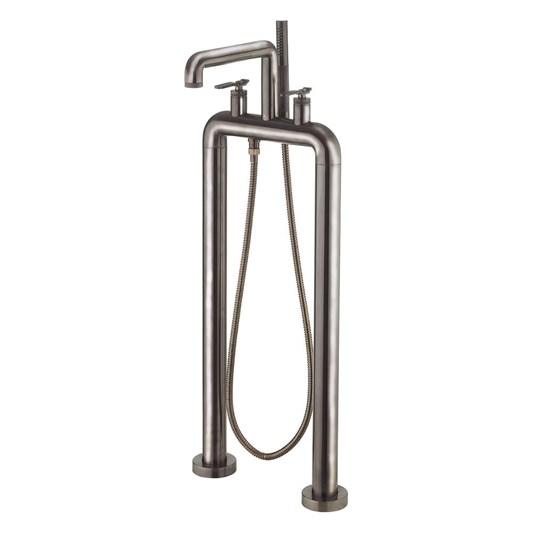 Crosswater Union Floorstanding Bath Shower Mixer Tap with Levers - Brushed Black Chrome