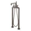 Crosswater Union Floorstanding Bath Shower Mixer Tap with Wheels - Brushed Black Chrome
