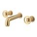 Crosswater Union 3 Hole Wall Mounted Basin Mixer Tap with Wheels - Brushed Brass