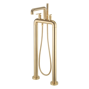 Crosswater Union Floorstanding Bath Shower Mixer Tap with Levers - Brushed Brass
