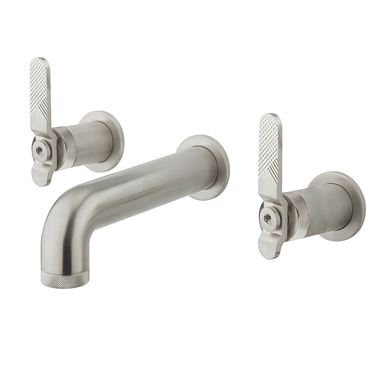 Crosswater Union 3 Hole Wall Mounted Basin Mixer Tap with Levers - Brushed Nickel