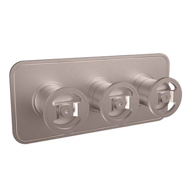 Crosswater Union 3 Outlet Landscape Concealed Thermostatic Shower Valve with Wheels - Brushed Nickel