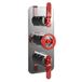 Crosswater Union 2 Outlet 3 Handle Concealed Thermostatic Shower Valve with Red Wheel & Levers - Chrome