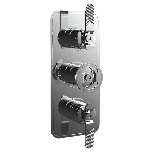 Crosswater Union 3 Outlet 3 Handle Concealed Thermostatic Shower Valve with Wheel & Levers - Chrome