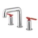Crosswater Union 3 Hole Basin Mixer Tap with Red Levers - Chrome