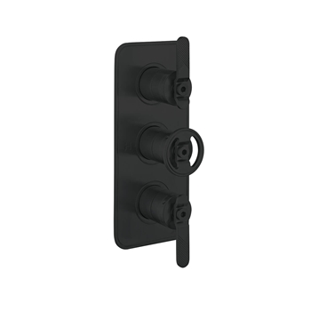 Crosswater Union WRAS Approved Matt Black 2 Outlet 3 Handle Concealed Thermostatic Shower Valve