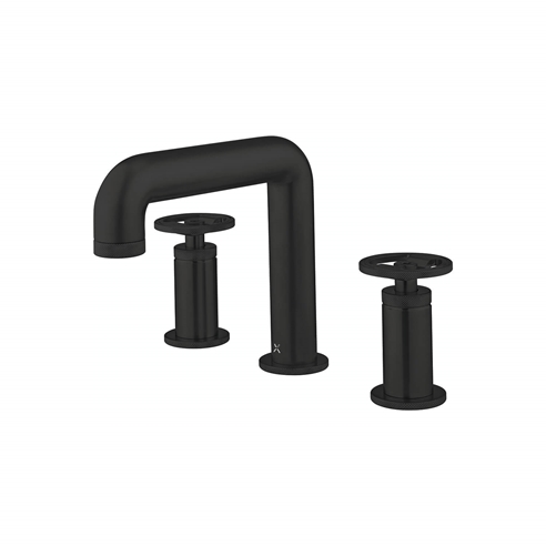 Crosswater Union WRAS Approved 3 Hole Basin Mixer Tap with Wheels - Matt Black