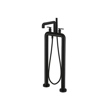 Crosswater Union Freestanding Matt Black Bath Shower Mixer & Shower Kit with Lever Handles