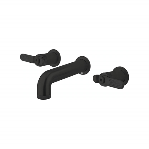 Crosswater Union WRAS Approved 3 Hole Wall Mounted Basin Mixer Tap with Levers - Matt Black