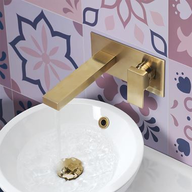Crosswater Verge 2 Hole Wall Mounted Basin Mixer Tap - Brushed Brass