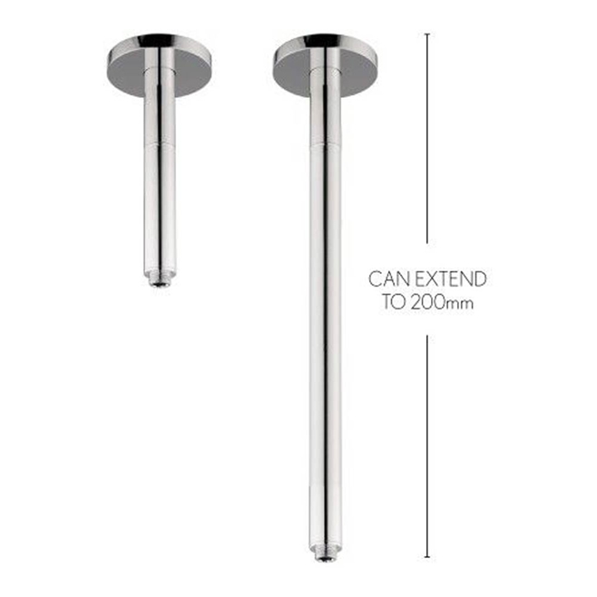 Crosswater Rex Chrome Extendable Ceiling Mounted Shower Arm - 80mm, 120mm & 200mm