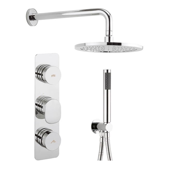 Crosswater Dial Pier Concealed Valve 2 Control with Fixed Shower Head and Designer Handset