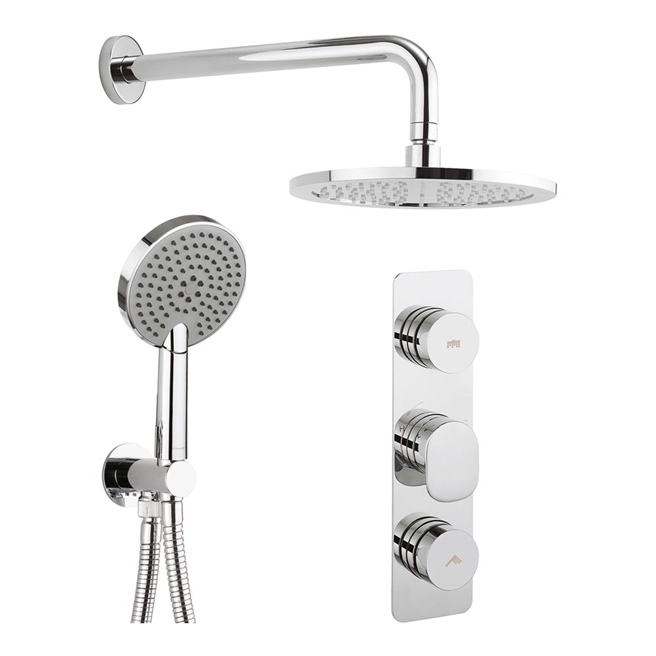Crosswater Dial Pier Concealed Valve 2 Control with Fixed Shower Head and Ethos Handset