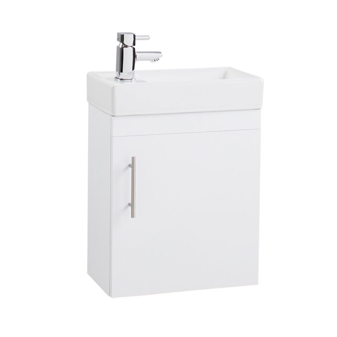 Maisie Compact Wall Mounted 400mm Cloakroom Vanity Unit and Basin - White Gloss