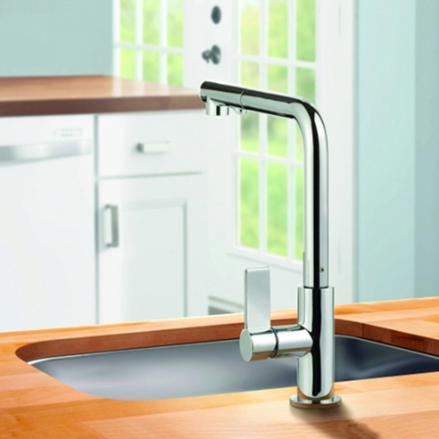 Clearwater Auriga Single Lever Mono Kitchen Tap With Pull Out Spray - Polished Chrome