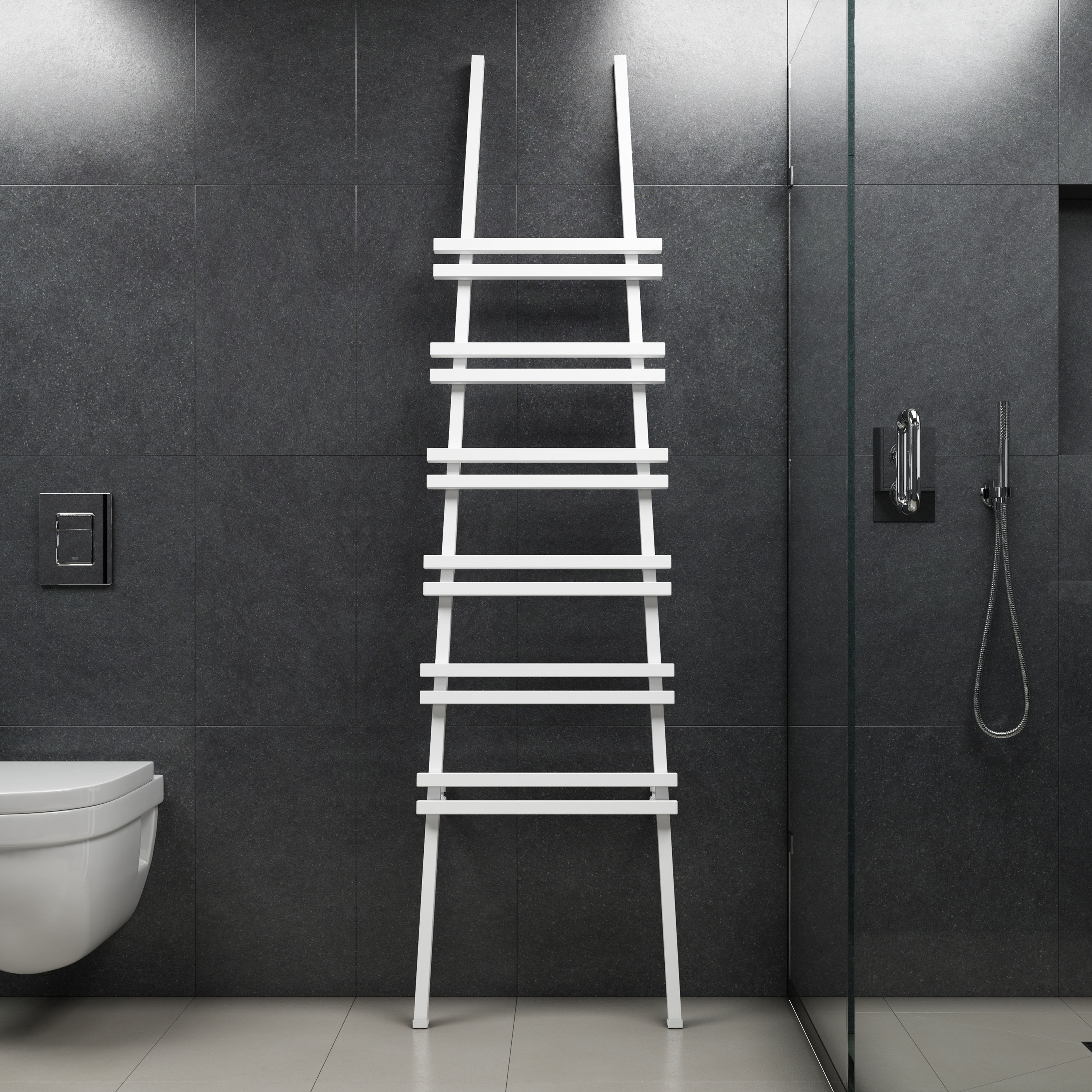Carisa Jacobs Floor Mounted Ladder Aluminium Heated Towel Rail - 2000 x 535mm