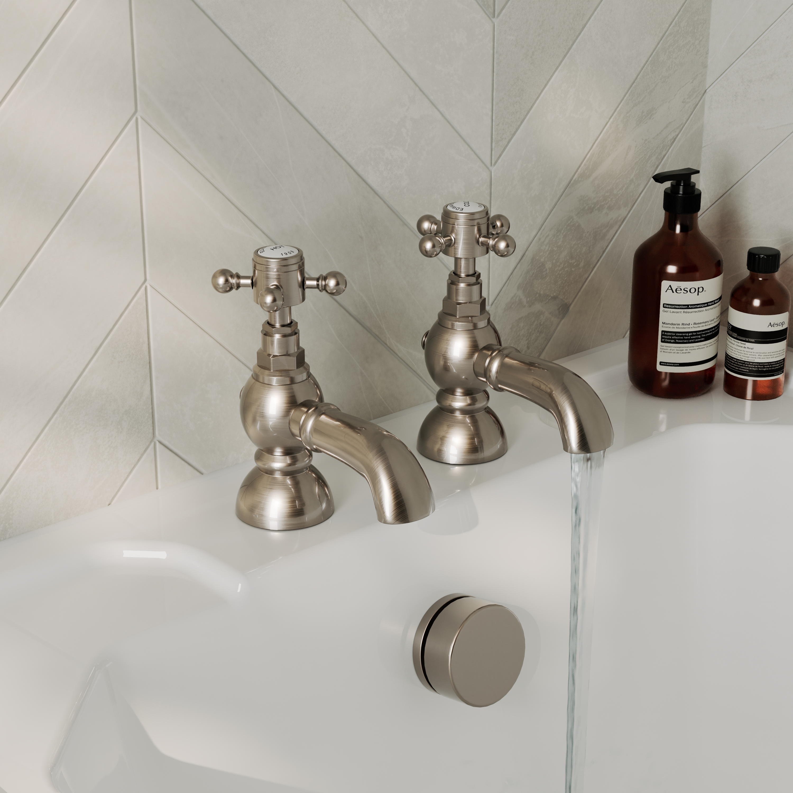 Butler & Rose Eliza Crosshead Bath Pillar Taps
