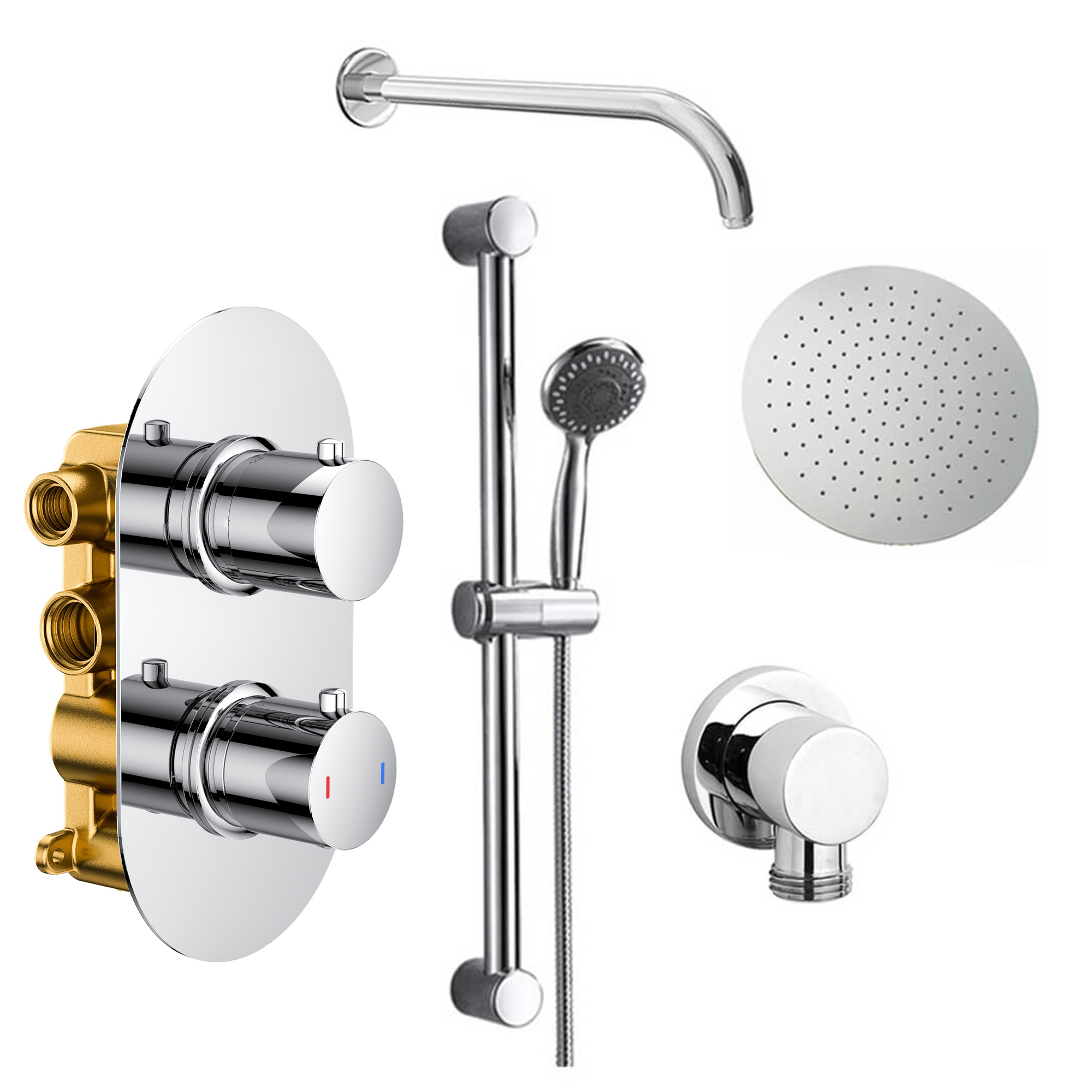Orla Concealed Shower Valve, Fixed Head & Slide Rail Kit