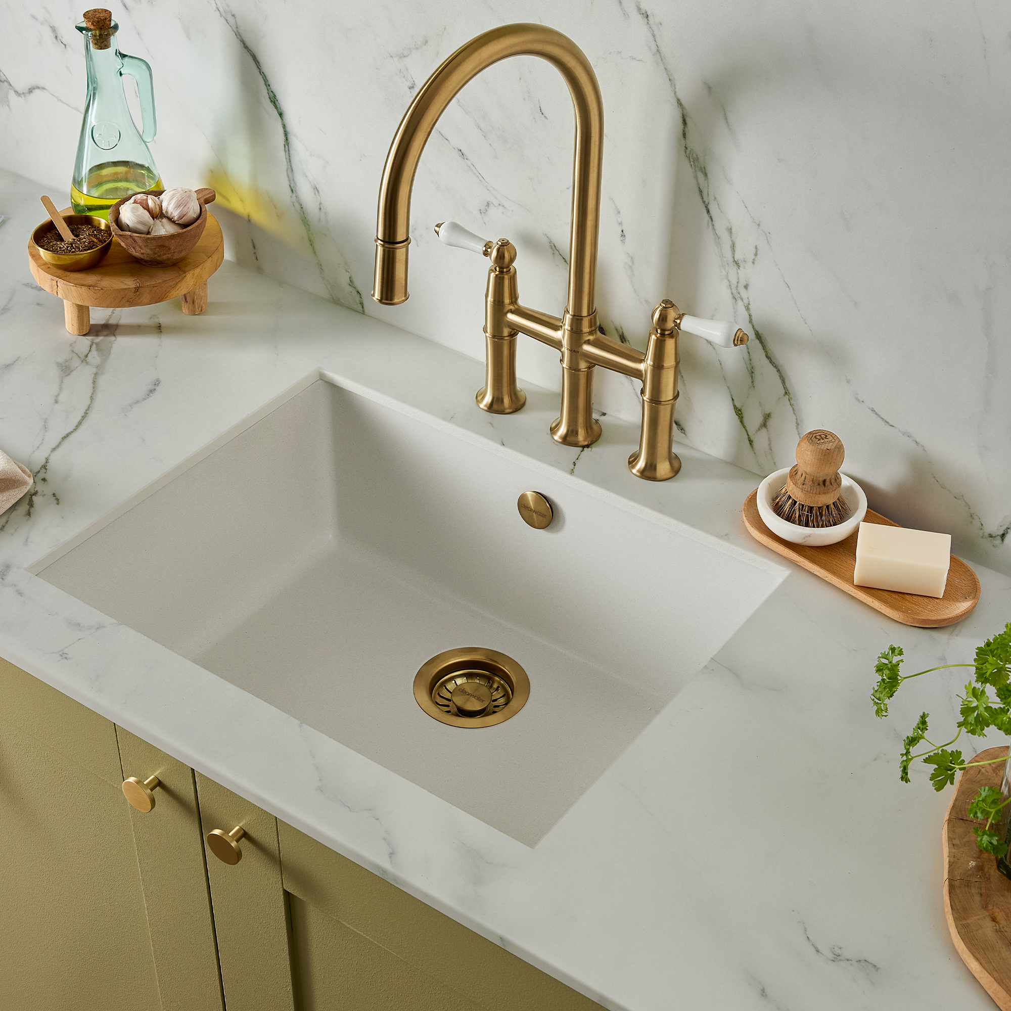 Clearwater Lumen 1 Bowl Granite Composite Inset/Undermount Kitchen Sink - 590 x 450mm