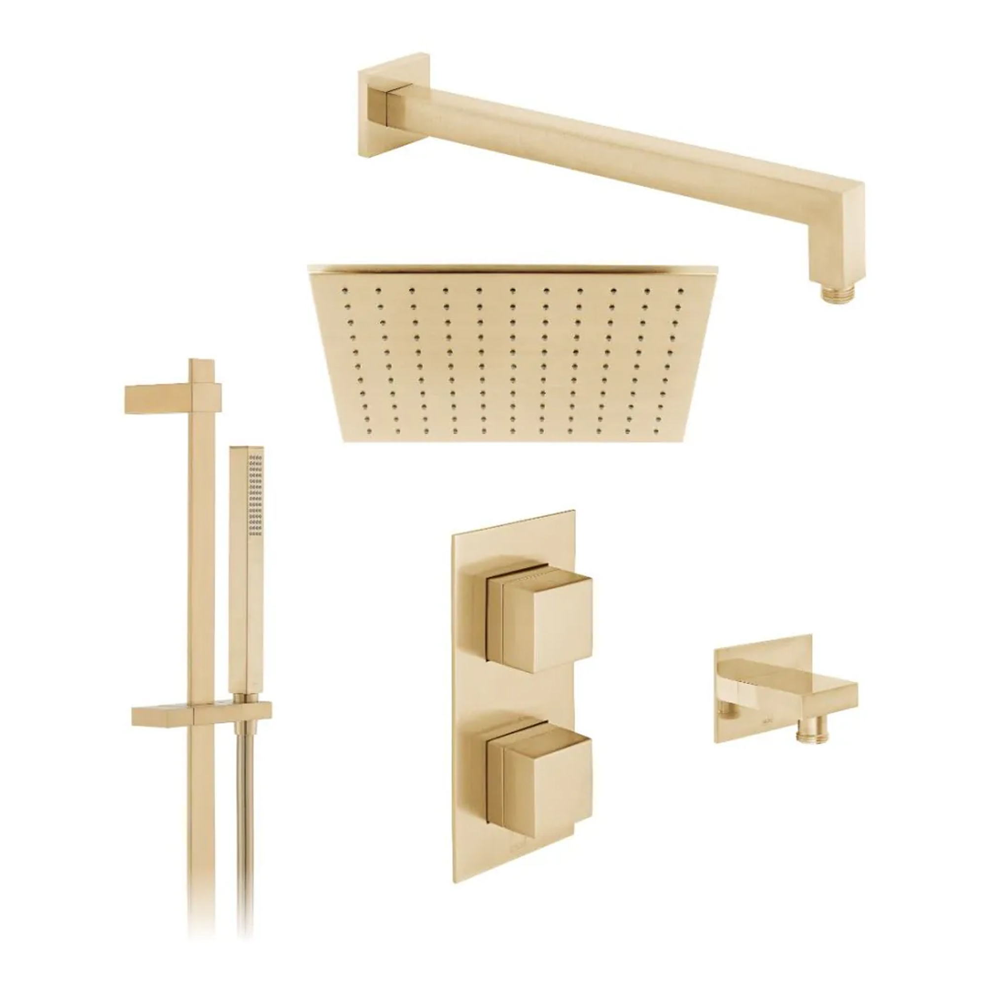 Vado Individual Tablet Notion 2 Outlet Square Concealed Thermostatic Valve, Fixed Head & Shower Rail Kit