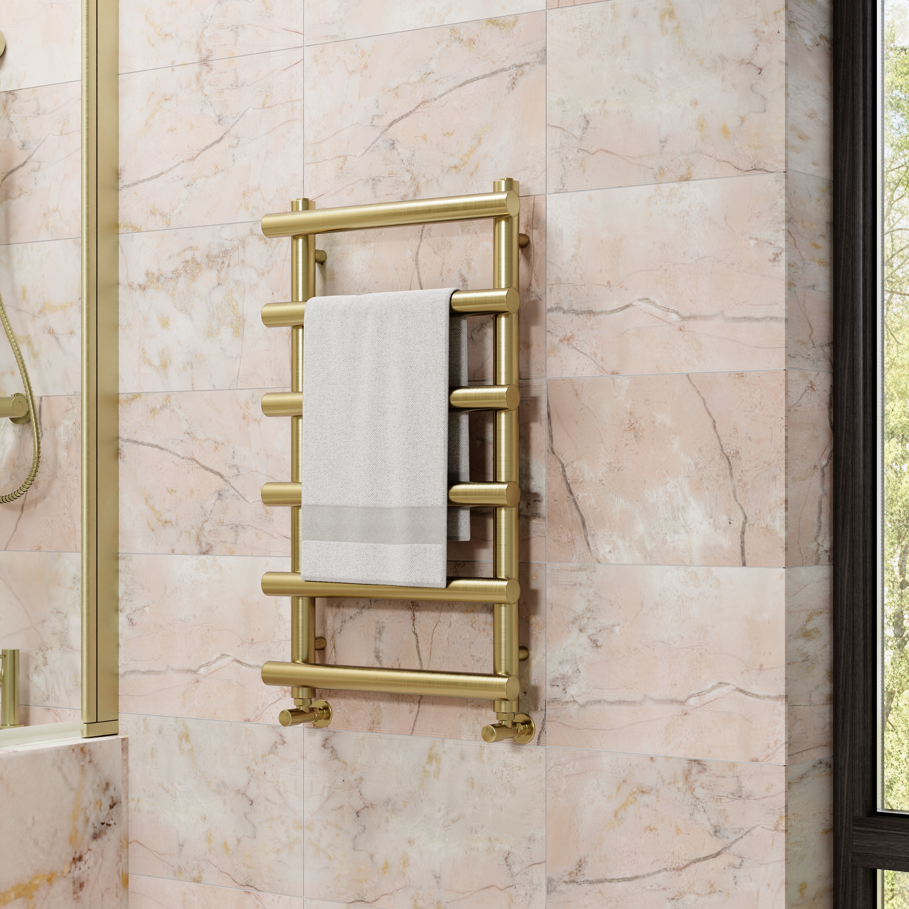 Toasty Yarrow Brushed Brass Heated Towel Rail